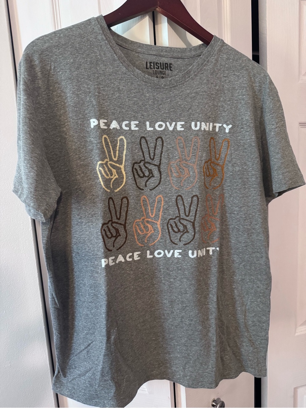 Men's Gray 'Peace Love Unity' Short Sleeve Tee